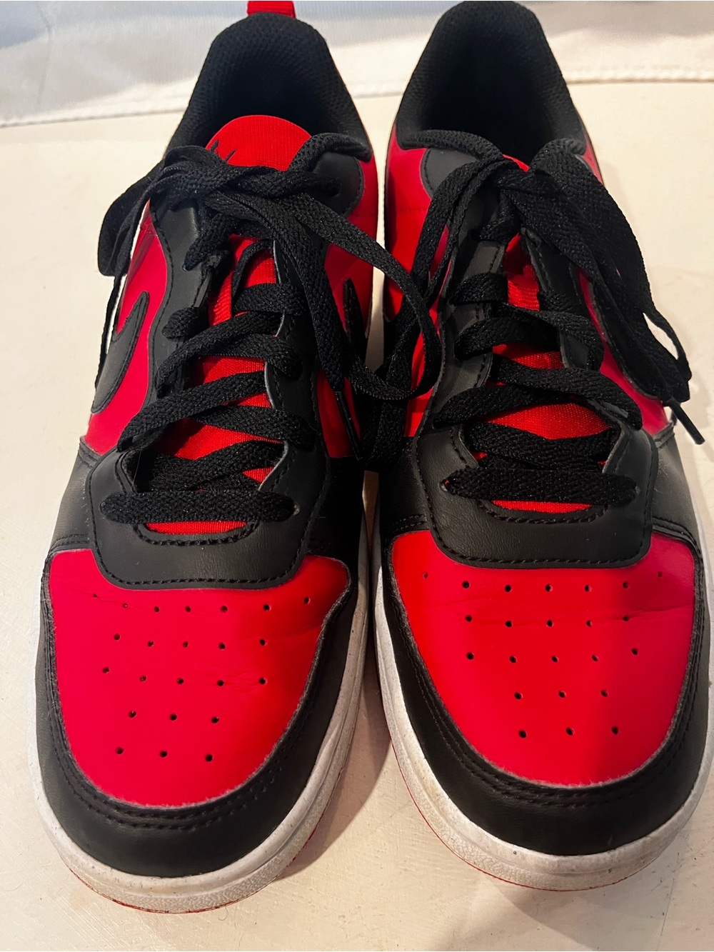 Nike Red and Black Low-Top Sneakers with Lace Closure